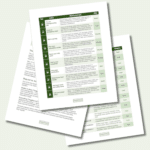 Informational sheet showing a multi-column table of daily preparedness tasks with days 20–29 and categories.