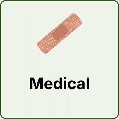 Small bandage over the word medical