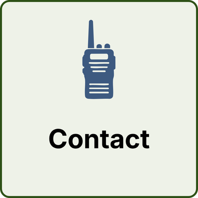 Contact button with a blue walkie-talkie icon