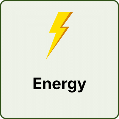 Energy category icon: yellow lightning bolt above the word Energy.