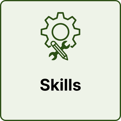 gear wrench and pencil over the word skills