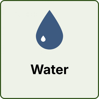 Blue water droplet over the word water